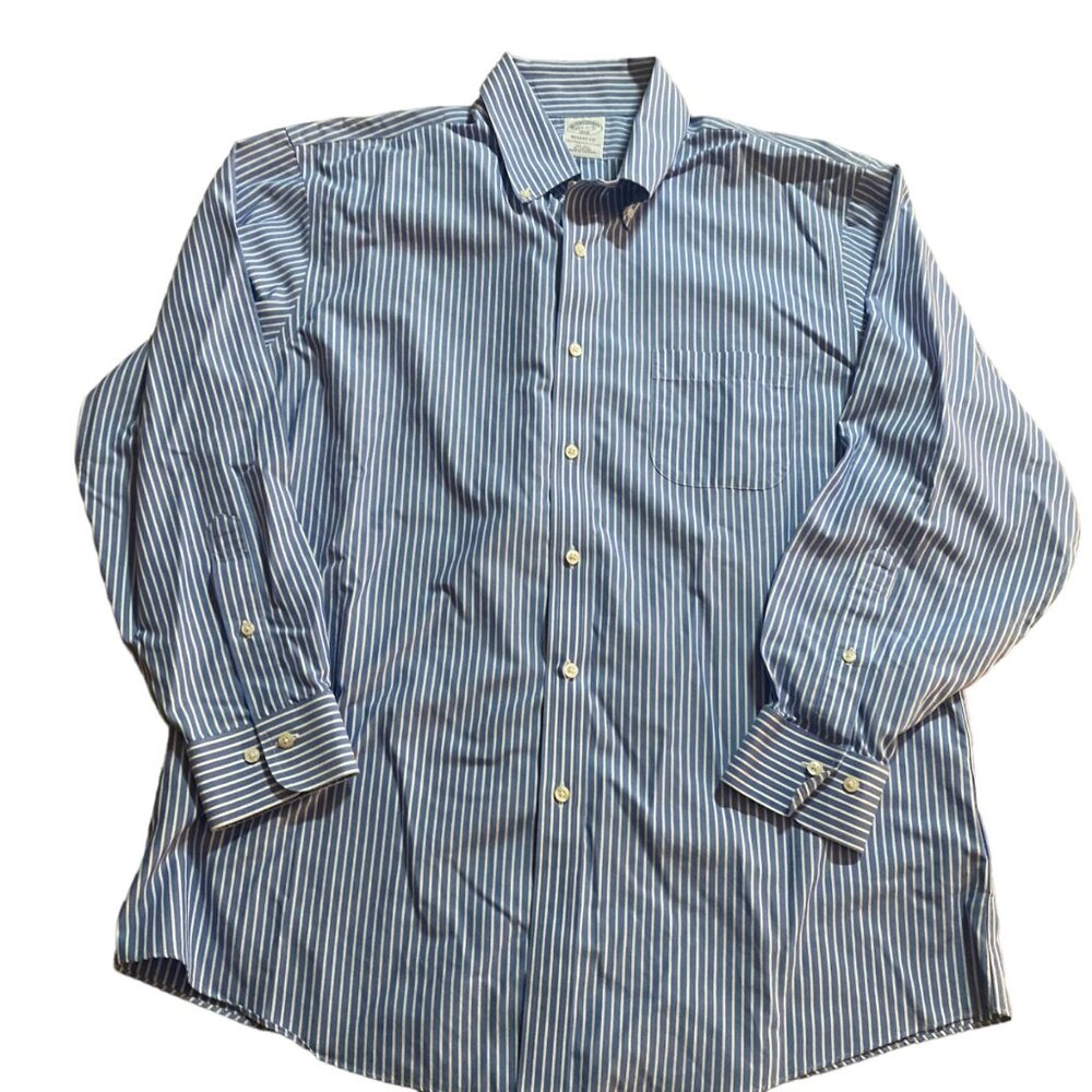 Brooks‎ Brothers 1818 Regent Fit Cotton Non-Iron Blue Striped Button Down